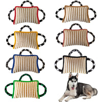 HKM-7195965 Durable Jute Bite Pillow with Handles for Tug of War and Interactive Play for Medium to Large Dogs