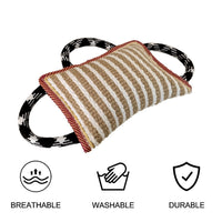 HKM-7195965 Durable Jute Bite Pillow with Handles for Tug of War and Interactive Play for Medium to Large Dogs