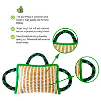 HKM-7195965 Durable Jute Bite Pillow with Handles for Tug of War and Interactive Play for Medium to Large Dogs