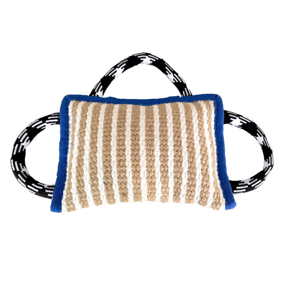 HKM-7195965 Durable Jute Bite Pillow with Handles for Tug of War and Interactive Play for Medium to Large Dogs