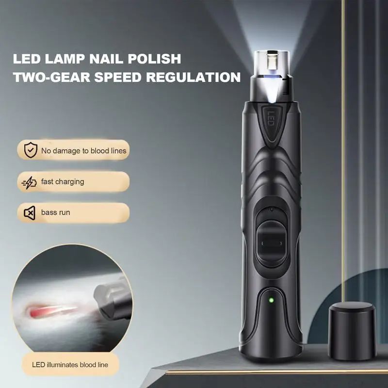 HKM-7196477 Rechargeable 2-Speed Lighted Dog Nail Grinder for Painless Grooming and Smoothing of Small to Large Dogs