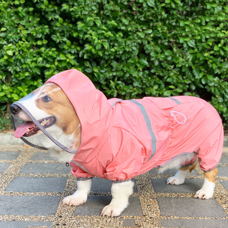 HKM-7196861 Waterproof Four-Legged Raincoat for Small and Medium Dogs and Cats with Adjustable Design