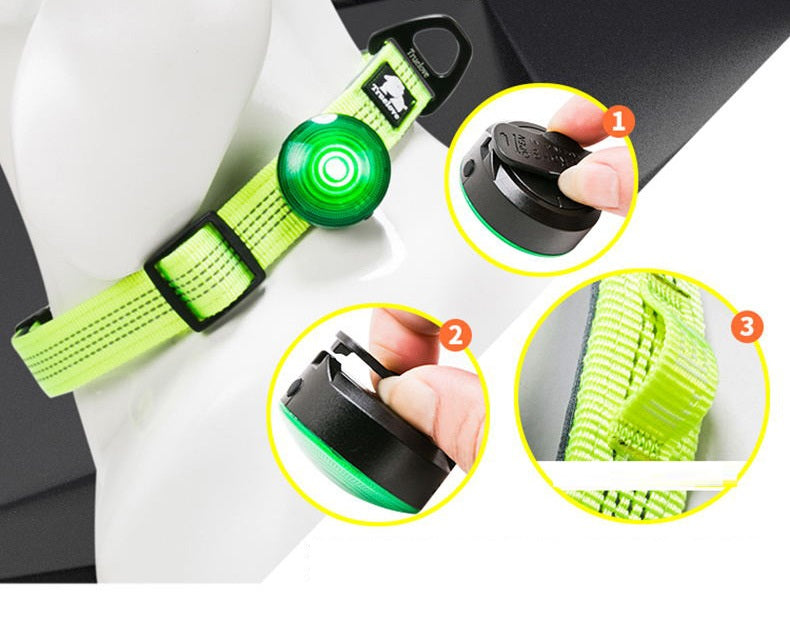 HKM-7197757 LED Dog Walking Light - Waterproof, High Brightness Pet Harness Safety Light in Red, Green, Blue, and White