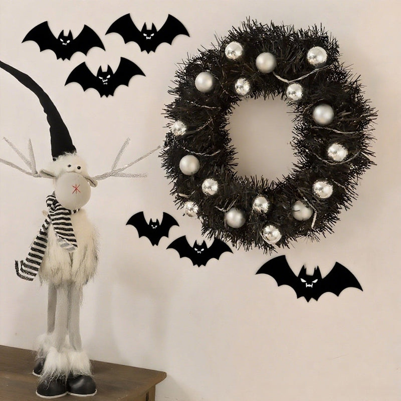 HKM-719827 24-inch Black Garland with Silver Balls and Decorative Christmas Letters