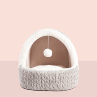 HKM-7198525 Universal Semi-enclosed Cat Bed and Kennel for Winter Comfort in Pink and Gray