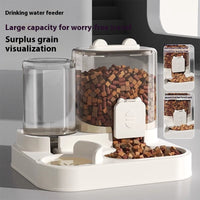 HKM-7198653 Automatic 2-in-1 Pet Feeder and Water Dispenser for Cats and Dogs - Large Capacity, Transparent and Gray Options