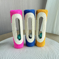 HKM-7199293 Cat Self-Playing Relief Toy with Sisal and Plastic Ball - 28.5cm Long