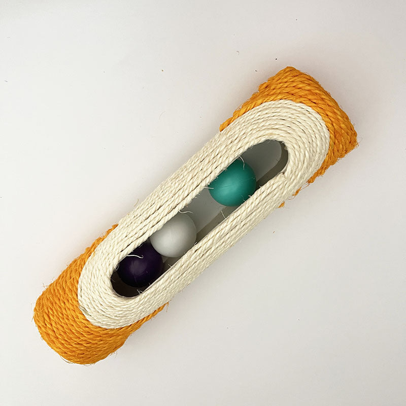 HKM-7199293 Cat Self-Playing Relief Toy with Sisal and Plastic Ball - 28.5cm Long