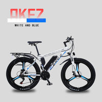 HKM-720019 Electric Mountain Bike with Two Seats, 26 Inch Aluminum Alloy Frame, 21-Speed, 350W/500W Motor, Disc Brakes, and Rear Carrier
