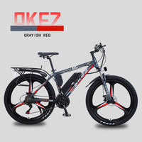 HKM-720019 Electric Mountain Bike with Two Seats, 26 Inch Aluminum Alloy Frame, 21-Speed, 350W/500W Motor, Disc Brakes, and Rear Carrier