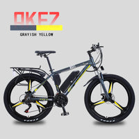 HKM-720019 Electric Mountain Bike with Two Seats, 26 Inch Aluminum Alloy Frame, 21-Speed, 350W/500W Motor, Disc Brakes, and Rear Carrier