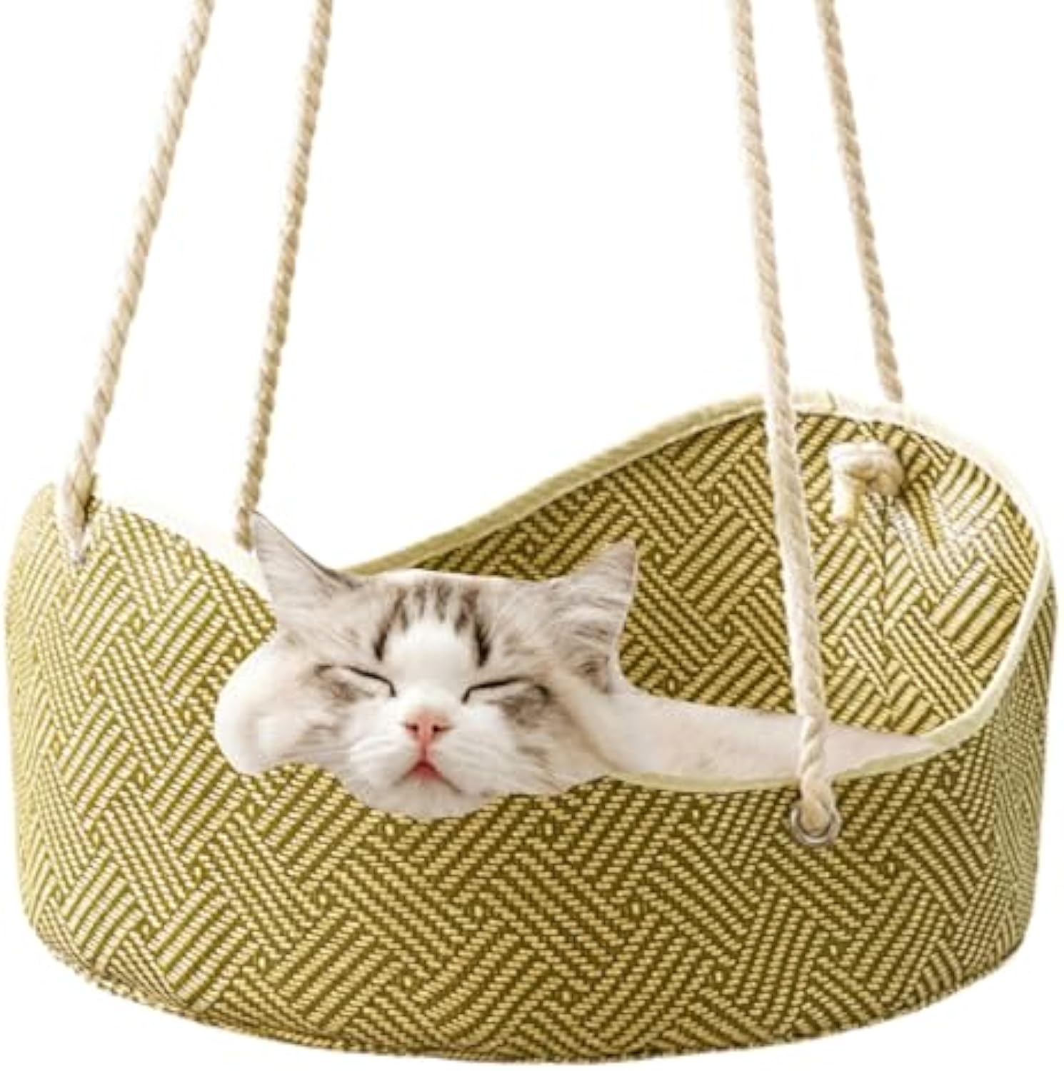 HKM-7201725 Breathable Rattan Cat Hammock with Metal Hooks - Comfortable Indoor/Outdoor Pet Bed for Small Animals