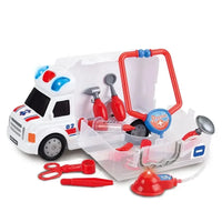 HKM-720211 Cartoon Musical Ambulance Toy Car with Medical Kit for Kids Ages 2-13