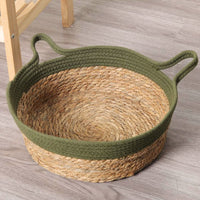 HKM-7202493 Woven Cat Litter Nest with Optional Cooling Pad and Japanese Sleeping Mat - 50x37x8cm