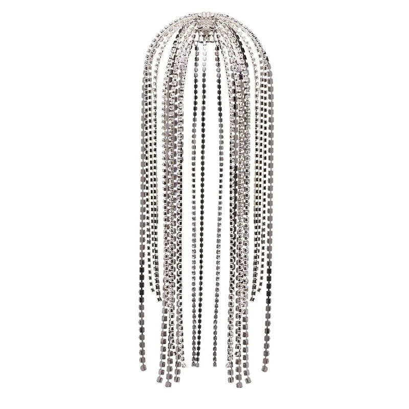 HKM-720275 Crystal-Studded Alloy Headband for Women - Geometric Design Available in Gold and Silver Options