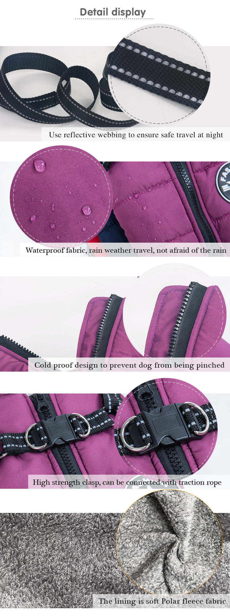 HKM-7202877 Reflective Waterproof Dog Coat for Large Breeds - Cold-proof & Warm Autumn/Winter Jacket