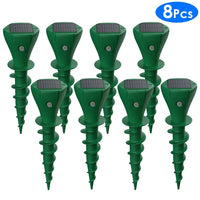 HKM-7203901 Solar Powered Animal Repeller | 8 Pcs Waterproof Stake for Moles, Gophers & Groundhogs