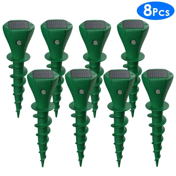 HKM-7203901 Solar Powered Animal Repeller | 8 Pcs Waterproof Stake for Moles, Gophers & Groundhogs