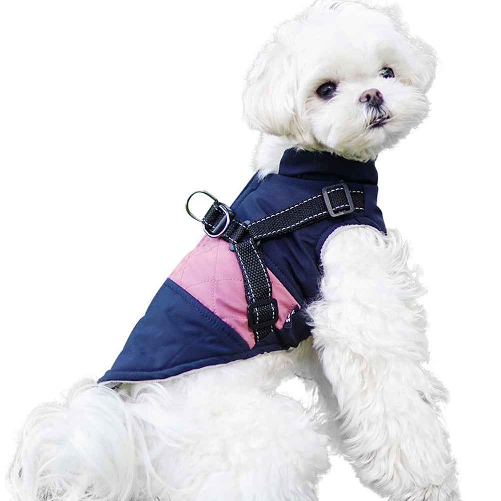 HKM-7204797 Reflective Thickened Dog Chest Vest in Pink, Blue, and Navy - Stylish Casual Fit for All Sizes