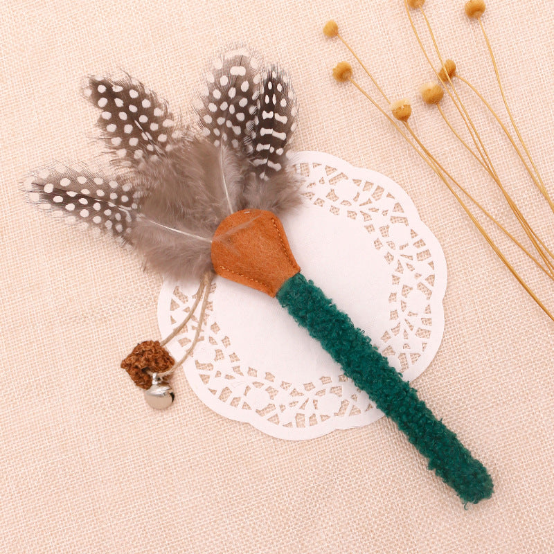 HKM-7205693 Natural Cat Chew Sticks with Feather for Teeth Cleaning and Stress Relief, 3-Color Set