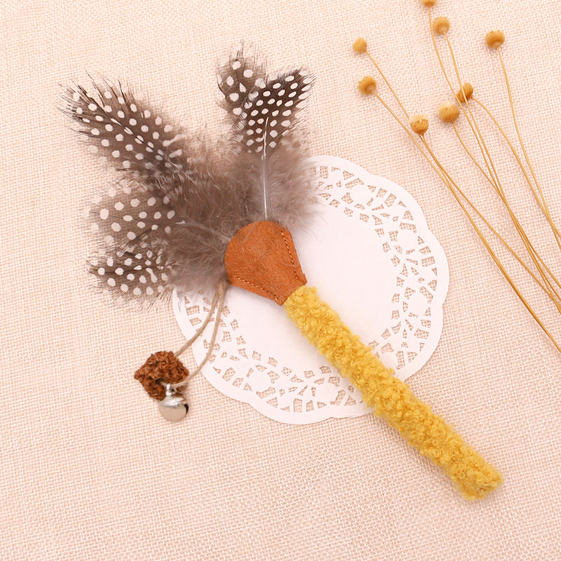HKM-7205693 Natural Cat Chew Sticks with Feather for Teeth Cleaning and Stress Relief, 3-Color Set