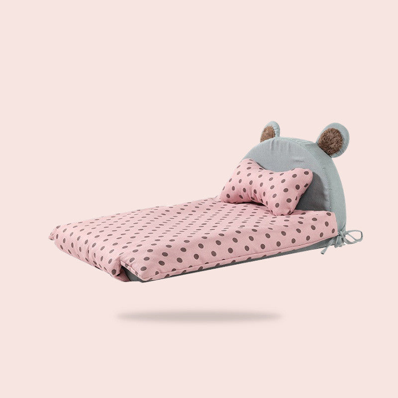 HKM-7206077 Large Polka Dot Cat Nest - Summer Removable and Washable, Soft PP Cotton/Rabbit Plush, Available in Pink, Yellow, and Gray