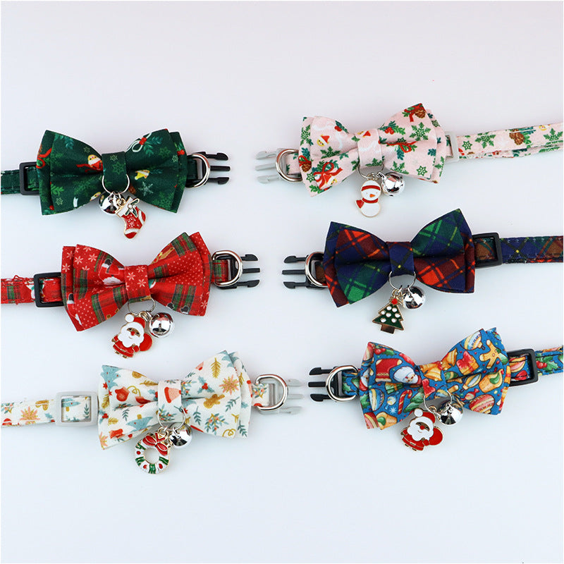 HKM-7206205 Detachable Polyester Pet Bow Collar - Adjustable with Traction Rope, Available in Multiple Colors