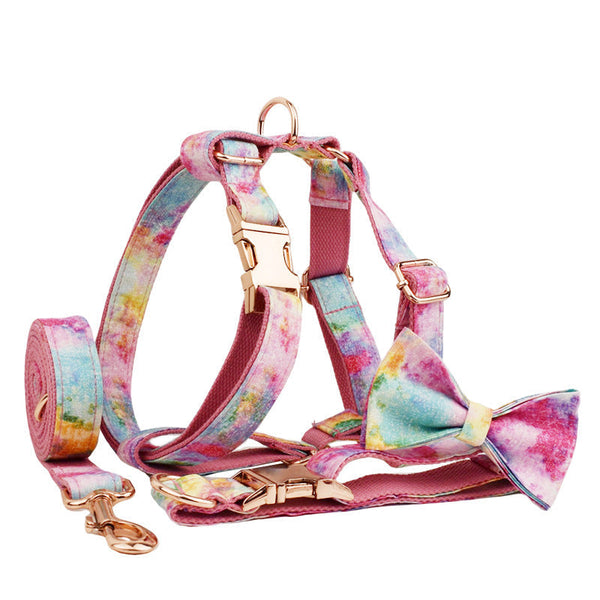 HKM-7206461 Bronzing Pet Collar and Leash Set with Bow and Dog Vest