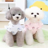 HKM-7206589 Spring and Summer Dog T-Shirt in Blue and Pink, Polyester Material, Sizes XS to XL