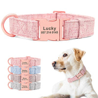 HKM-720723 Adjustable Pet Dog Collar with Engraving and Anti-Lost Features, Non-Woven Fabric, Size S-L
