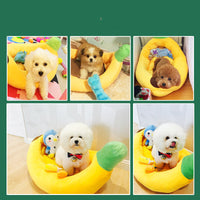 HKM-7208253 Removable and Washable Four-Season Pet Kennel Mat in Yellow - Soft Cloth Material, XS to L Sizes Available