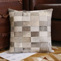 HKM-720915 Lattice Stitching Fur Pillow Cover - 45x45cm in Beige, Natural Black and White, Natural Grey, and Black Coffee