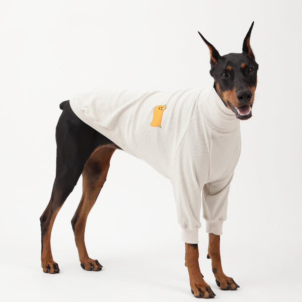HKM-7209277 High Collar Waffle Knit Dog Sweater in Haze Blue, Off-White, Brick Red