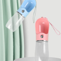 HKM-7210045 Portable Plastic Pet Water Cup for Outdoor Travel - Available in Pink, Blue, Gray, 380ml & 500ml Sizes