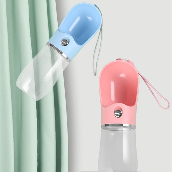 HKM-7210045 Portable Plastic Pet Water Cup for Outdoor Travel - Available in Pink, Blue, Gray, 380ml & 500ml Sizes