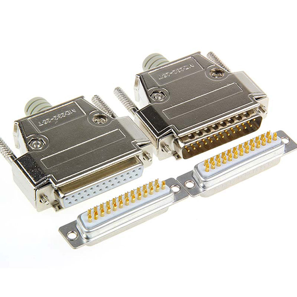 HKM-721043 DB25 Male and Female Connector, Industrial-Grade Solid Gold-Plated, 25-Pin Plug/Sockets with Metal Shell
