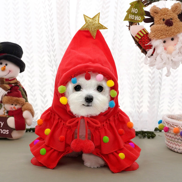 HKM-7210557 Two-Color Christmas Cloak and Shawl for Dogs - Cozy Pet Cape for Autumn and Winter