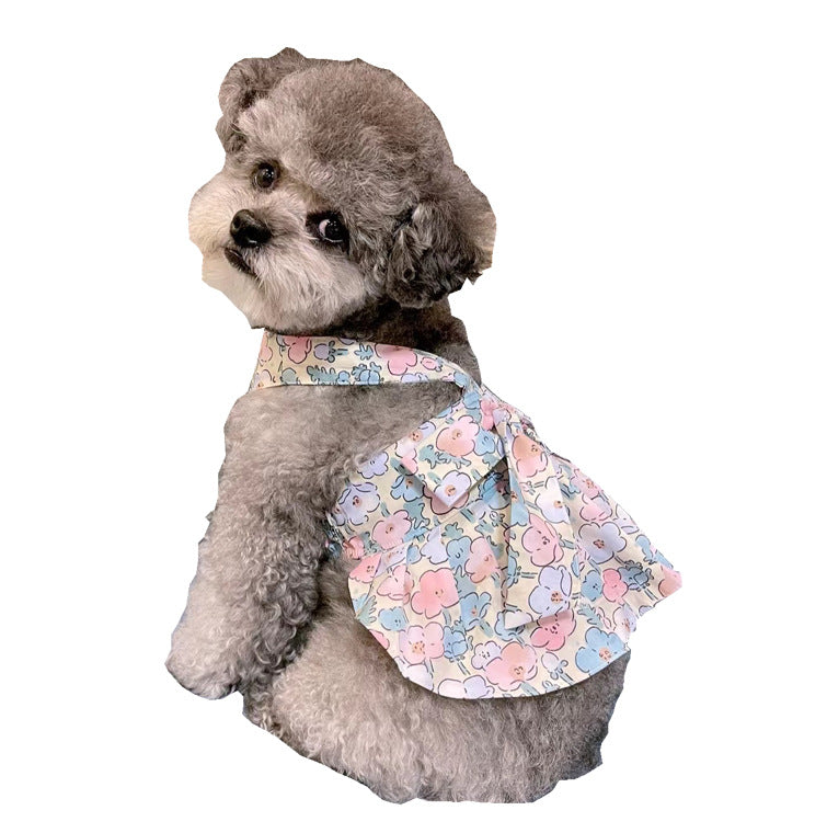 HKM-7211581 Dog Cotton Blue and White Skirt with Hand Rope - Comfortable Princess Style