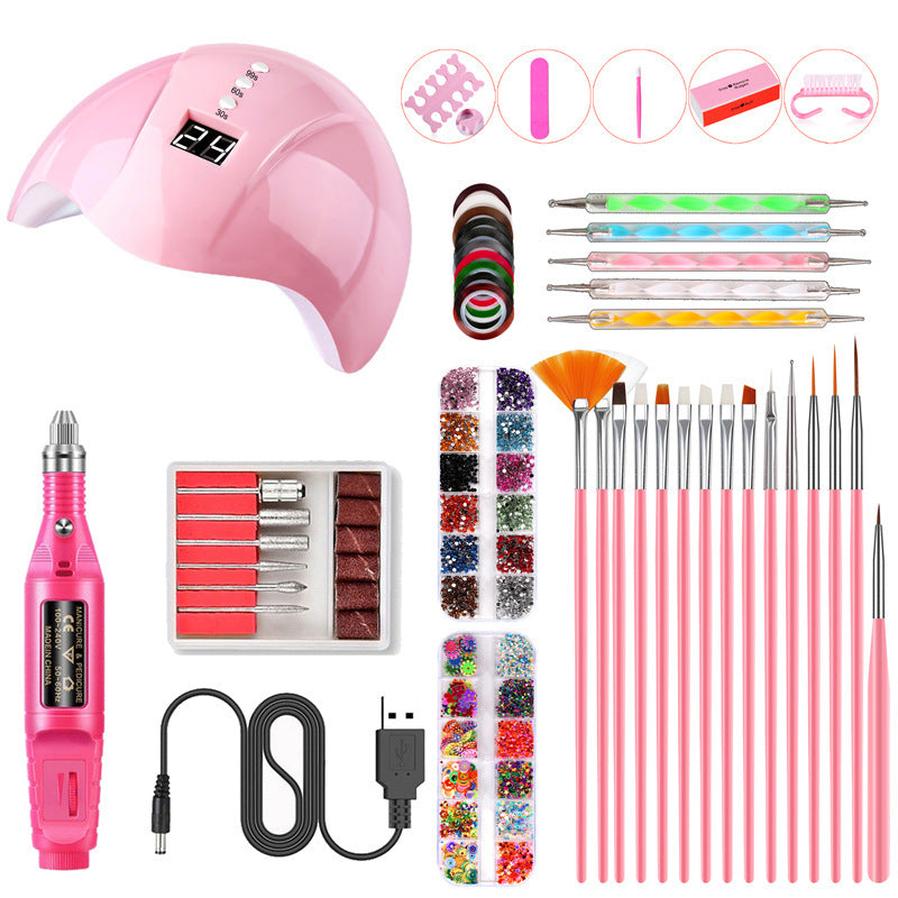 HKM-721171 Smart USB Nail Polishing Tool Set - 36W Acrylic Lamp for Nail Art