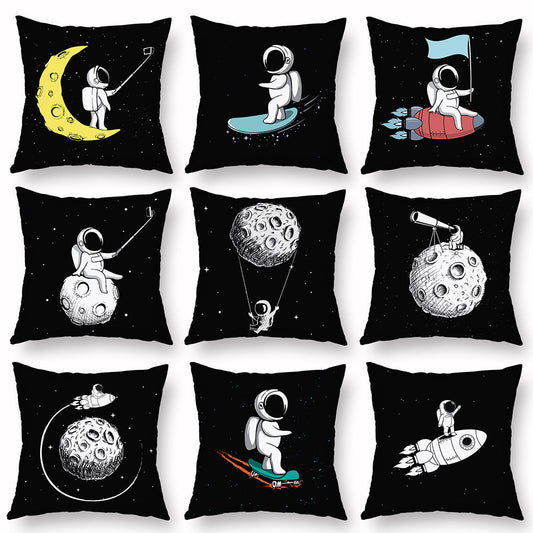 HKM-721235 Cartoon Astronaut Plush Pillowcase - Simple Modern Cushion Cover 45x45 cm