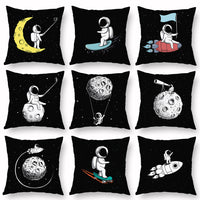 HKM-721235 Cartoon Astronaut Plush Pillowcase - Simple Modern Cushion Cover 45x45 cm