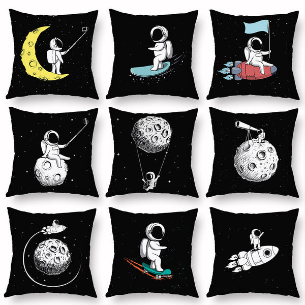 HKM-721235 Cartoon Astronaut Plush Pillowcase - Simple Modern Cushion Cover 45x45 cm