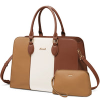 HKM-721235 Elegant Waterproof Laptop Tote Bag for Women, 15.6 Inch Leather Work Briefcase with Spacious Storage