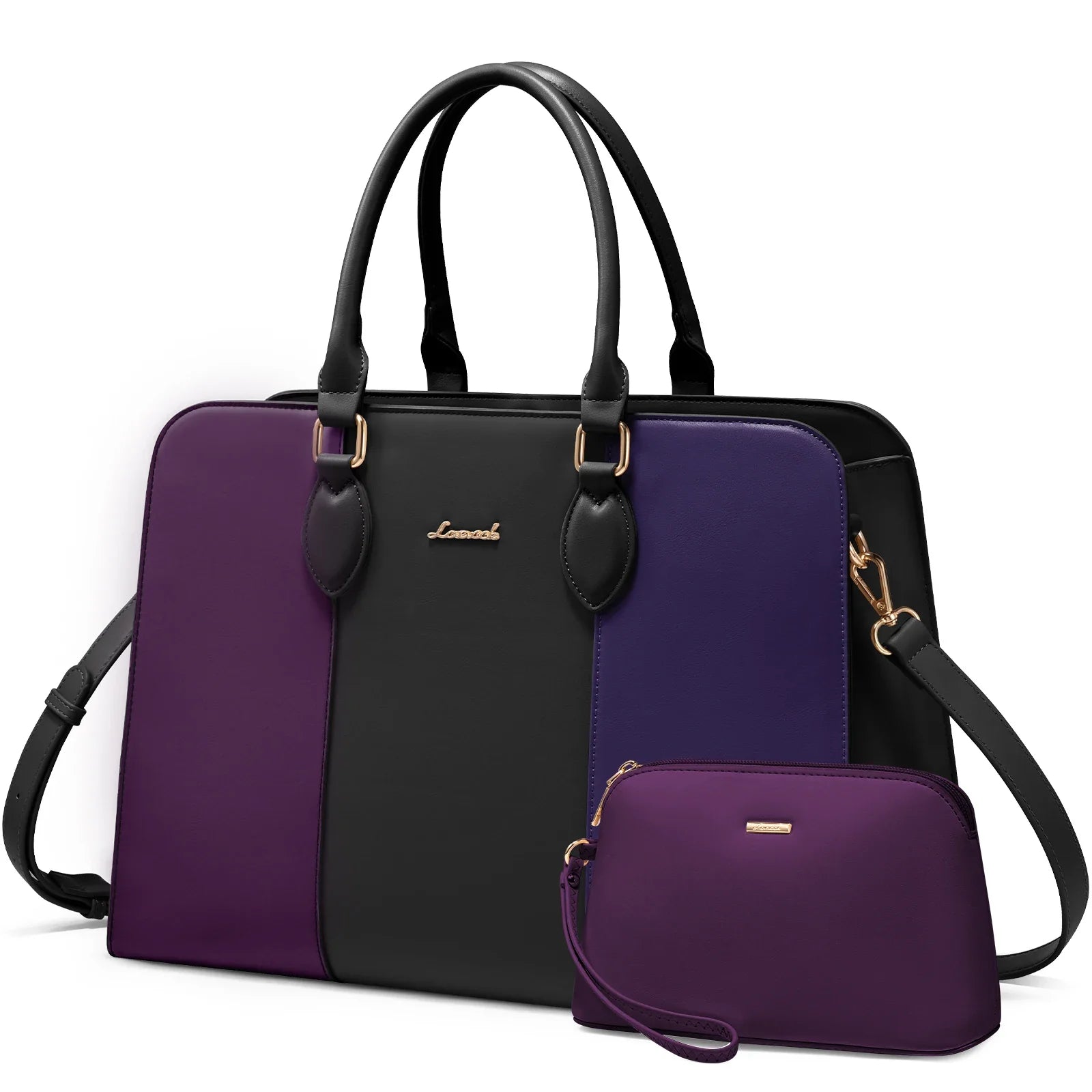 HKM-721235 Elegant Waterproof Laptop Tote Bag for Women, 15.6 Inch Leather Work Briefcase with Spacious Storage