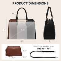HKM-721235 Elegant Waterproof Laptop Tote Bag for Women, 15.6 Inch Leather Work Briefcase with Spacious Storage