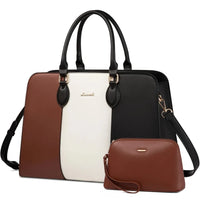 HKM-721235 Elegant Waterproof Laptop Tote Bag for Women, 15.6 Inch Leather Work Briefcase with Spacious Storage