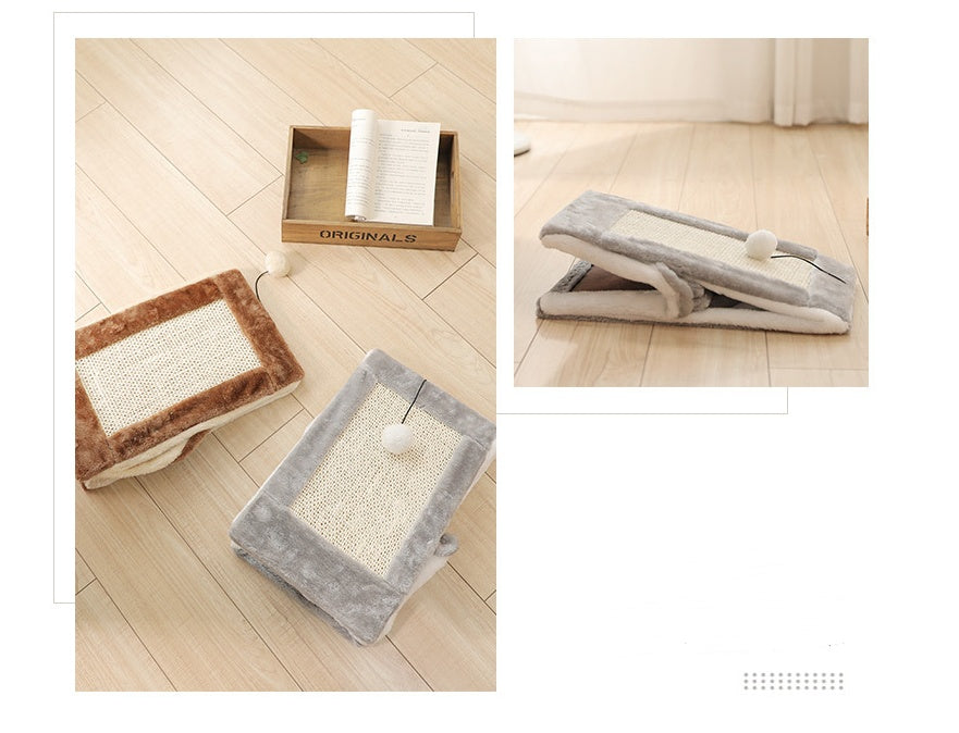 HKM-7213245 Small Cat Climbing Frame with Plush Fur Cover, Dimensions 44x26x36cm