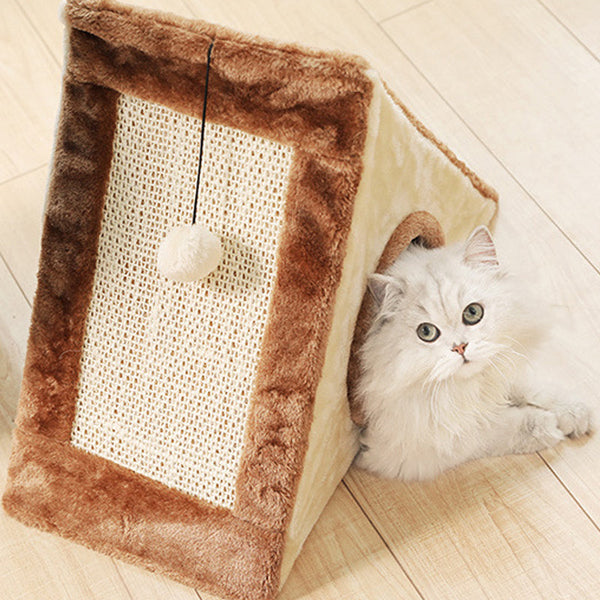 HKM-7213245 Small Cat Climbing Frame with Plush Fur Cover, Dimensions 44x26x36cm