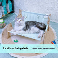 HKM-7214013 Universal Summer Cat Nest Hammock with Wooden Rattan Mat - Plus Size (52*42*29cm)