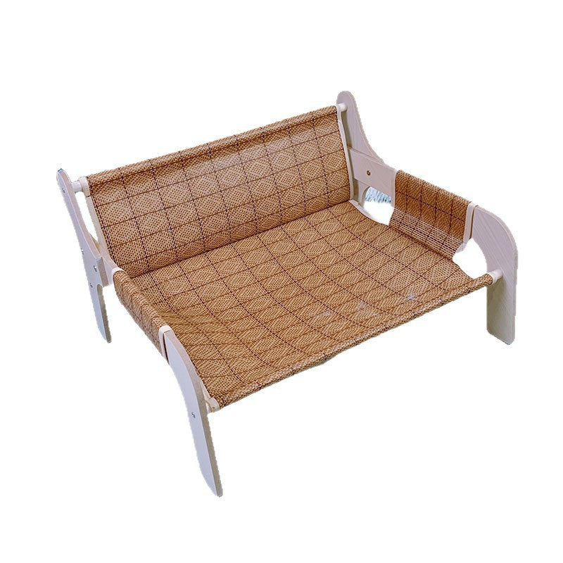 HKM-7214013 Universal Summer Cat Nest Hammock with Wooden Rattan Mat - Plus Size (52*42*29cm)